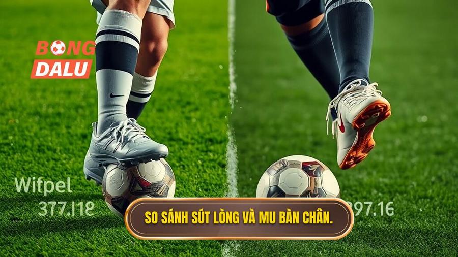 Bảng so sánh giữa sút lòng bàn chân trái và sút bằng mu bàn chân